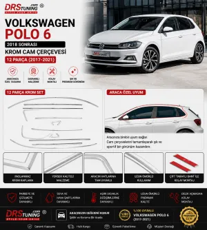 Drs Tuning Polo 6 2018 Sonrası Krom Cam Çerçevesi 12 Parça (2017-2021)