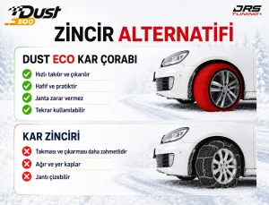 Kar Çorabı Uyumlu 255 55 Lastik R16 Jant Ölçülerine Uyumlu Yüksek Kaliteli Zincir Muadili Ürün Dust Parça - Görsel 3