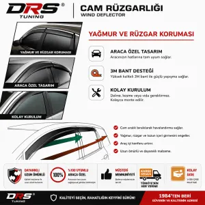 Sunplex Hyundai Uyumlu İ30 2012-2016 4 Lü Set Cam Rüzgarlığı Ön Ve Arka Parça - Görsel 3