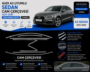 Drs Tuning Audi A3 Uyumlu Sedan Krom Cam Çerçevesi 10 Parça 	A3 8V (2012-2019)