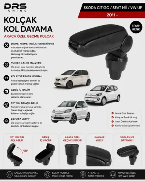 Skoda Citigo / Seat Mi̇i̇ / Drs Tuning Up 2011 - 2020 Kolçak Kol Dayama Siyah
