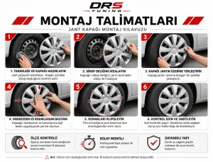 Drs Tuning Alfa Romeo Uyumlu 14 Inc Kırılmaz Parlak Siyah Jant Kapağı 1 Takım 4 Adet No:216 - Görsel 2