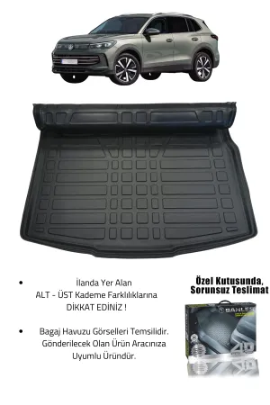 Drs Tuning Sahler Tiguan 2024+ Uyumlu 4.5D Premium Havuzlu Paspas ve Liner Marka 3D ALT Bagaj Havuzu - Görsel 2