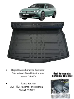 Drs Tuning Passat Variant B9 2024+ Uyumlu 4.5D SAHLER Premium Paspas + Liner Marka 3D ALT Bagaj Havuzu - Passat Variant B9 - Görsel 2