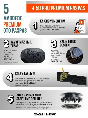 Togg Sedan T10F 2025 ve Sonrası Uyumlu SAHLER Araca Özel 4.5D PRO Premium Havuzlu Oto Paspas - T10F - Görsel 2