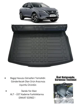 Sahler Qashqai 2022+ Benzinli Uyumlu 4.5D Premium Havuzlu Oto Paspas ve Liner Marka 3D UST Bagaj Havuzu - Görsel 2
