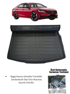 Sahler Skoda Superb 2024+ Uyumlu 4.5D Premium Havuzlu Oto Paspas ve Liner Marka 3D Bagaj Havuzu - Görsel 2