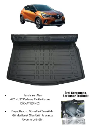 Sahler Renault Captur 2020+ Uyumlu 4.5D Premium Havuzlu Paspas ve Liner Marka 3D Alt Bagaj Havuzu - Görsel 2