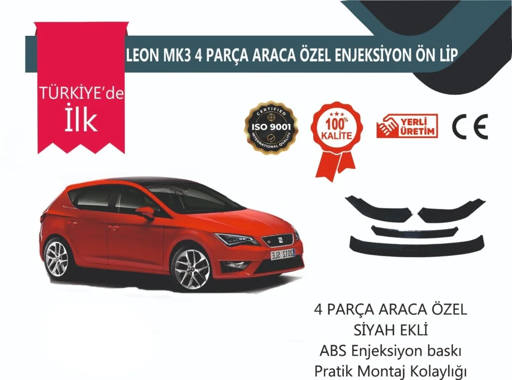 Seat Leon 2012 Sonrası 4 Parça Ön Lip Siyah