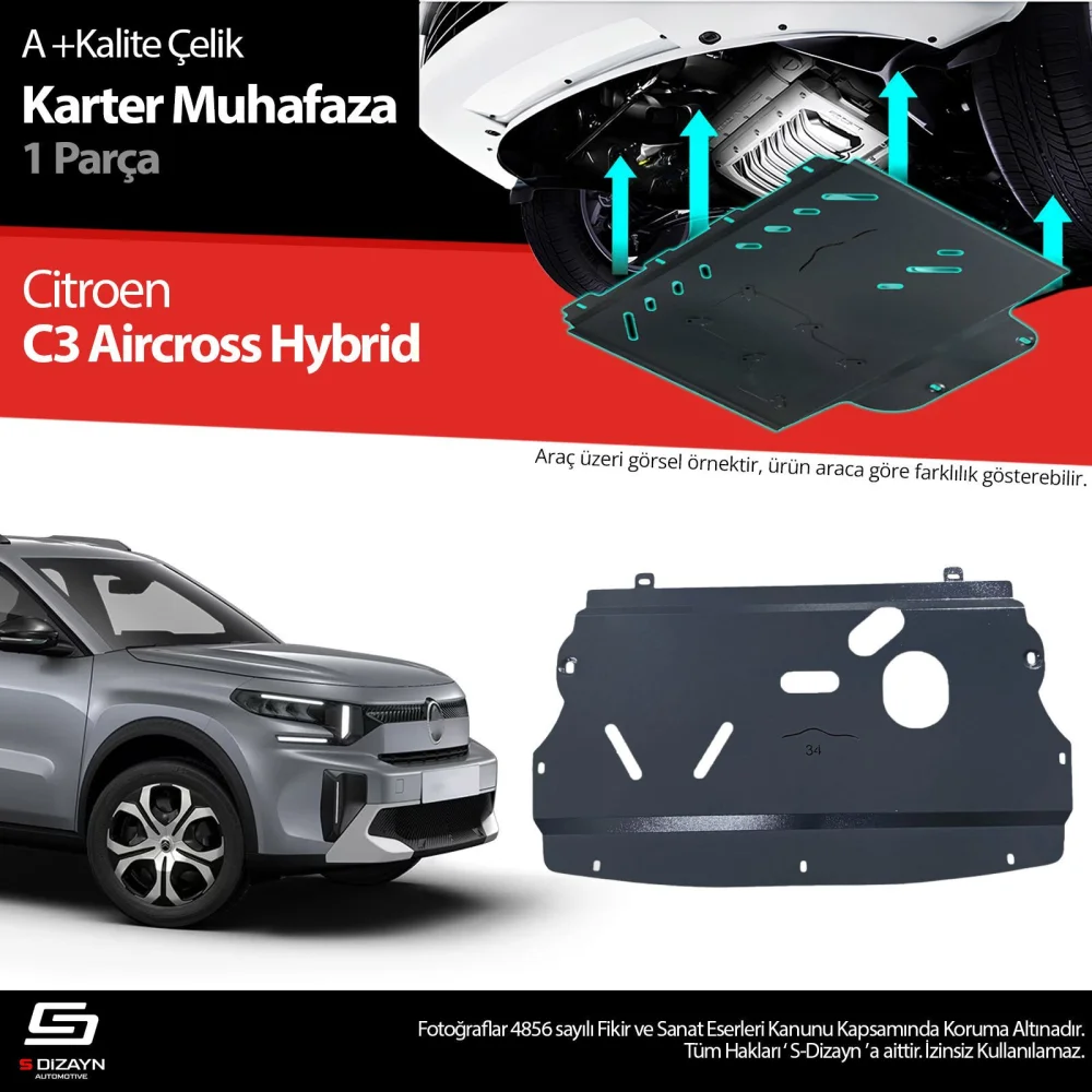 Drs Tuning Citroen C3 Aircross Hybrid 1.2 Çelik Karter Muhafaza Koruma 2024 Üzeri A+ Kalite