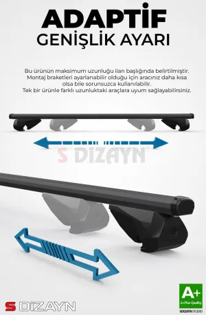 Drs Tuning Dacia Duster S-Bar Atlas V1 Ara Atkı Tavan Taşıyıcı Barı Siyah 120 Cm 2009-2013 A+ Kalite - Görsel 2