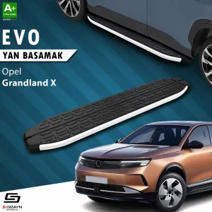 Opel Grandland 2021-Günümüz (Grandland) uyumlu X 2 Hybrid Evo Aluminyum Yan Basamak 183 Cm 2024 Üzeri A+ Kalite modelleri DRS Tuning'de. Kaliteli malzeme,