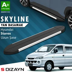 s-dizayn uyumlu Hyundai H-1 Starex Uzun Şase Skyline Aluminyum Yan Basamak 213 Cm 1998-2007 A+ Kalite modelleri DRS Tuning'de. Kaliteli malzeme, hızlı kargo ve