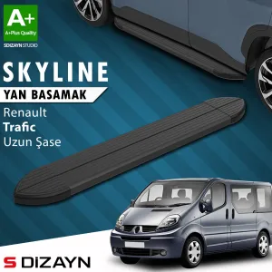 s-dizayn uyumlu Renault Trafic 2 Uzun Şase Skyline Siyah Yan Basamak 263 Cm 2001-2014 A+ Kalite modelleri DRS Tuning'de. Kaliteli malzeme, hızlı kargo ve