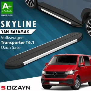 s-dizayn uyumlu VW Transporter T6.1 Uzun Şase Skyline Aluminyum Yan Basamak 253 Cm 2019-2024 A+ Kalite modelleri DRS Tuning'de. Kaliteli malzeme, hızlı kargo