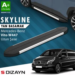 s-dizayn uyumlu Mercedes Vito W447 Uzun Şase Skyline Aluminyum Yan Basamak 253 Cm 2014 Üzeri A+ Kalite modelleri DRS Tuning'de. Kaliteli malzeme, hızlı kargo