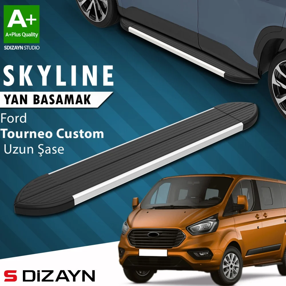 Ford Tourneo Custom Uzun Şase Skyline Aluminyum Yan Basamak 243 Cm 2012-2023 A+ Kalite