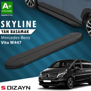 s-dizayn uyumlu Mercedes Vito W447 Kısa Şase Skyline Siyah Yan Basamak 233 Cm 2014 Üzeri A+ Kalite modelleri DRS Tuning'de. Kaliteli malzeme, hızlı kargo ve