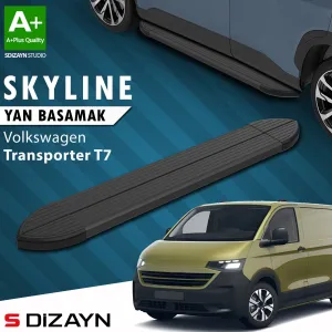 s-dizayn uyumlu VW Transporter T7 Skyline Siyah Yan Basamak 223 Cm 2024 Üzeri A+ Kalite modelleri DRS Tuning'de. Kaliteli malzeme, hızlı kargo ve güvenli