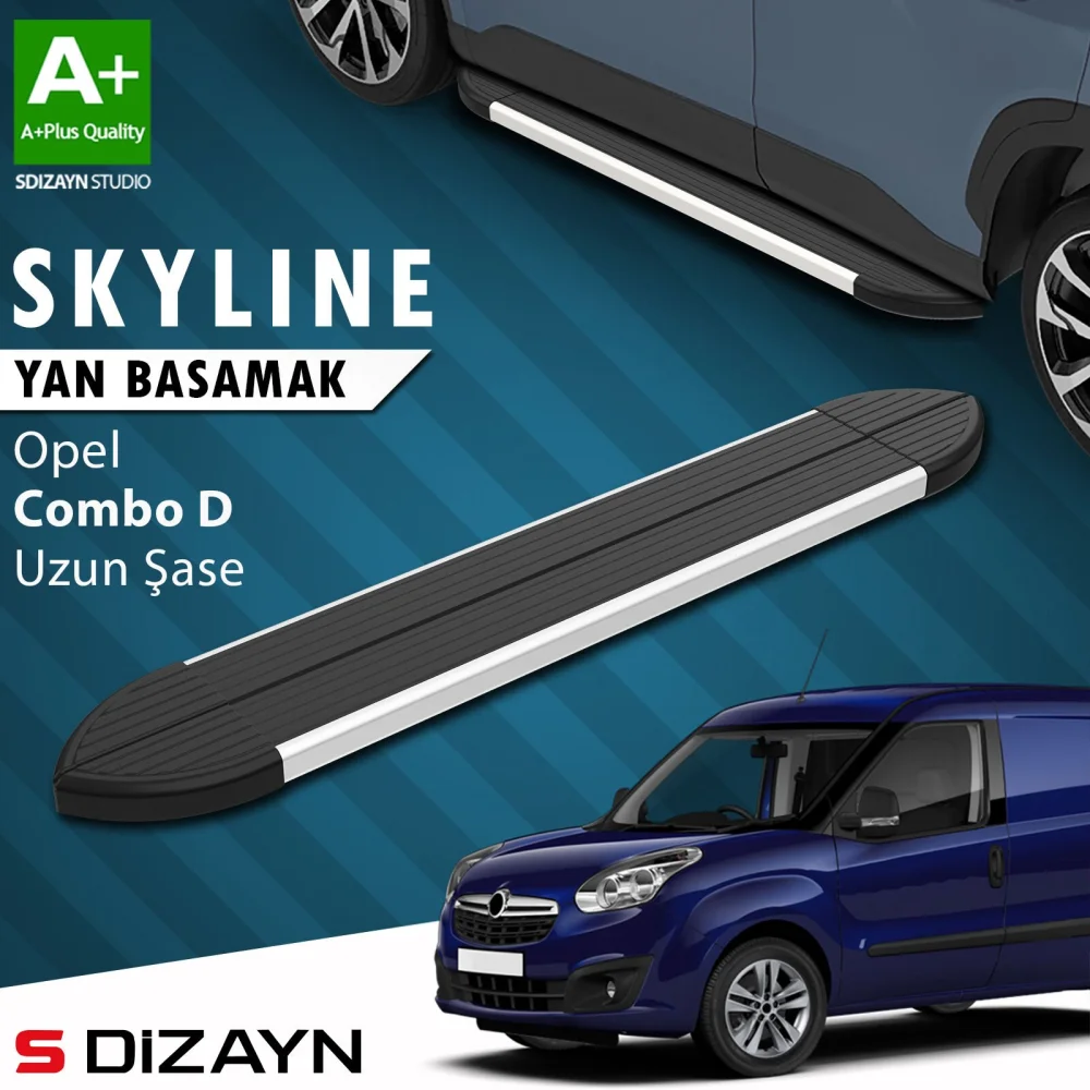 Opel Combo D Uzun Şase Skyline Aluminyum Yan Basamak 223 Cm 2011-2015 A+ Kalite