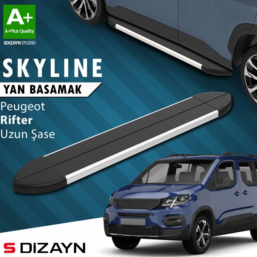 Peugeot Rifter Uzun Şase Skyline Aluminyum Yan Basamak 213 Cm 2019-2023 A+ Kalite