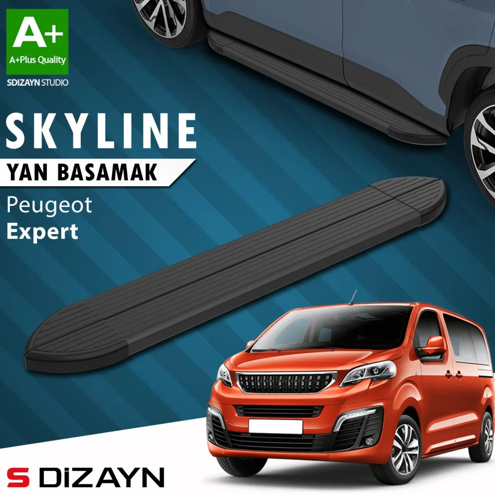 S-Dizayn Peugeot Expert 3 Kısa Şase Skyline Siyah Yan Basamak 213 Cm 2016 Üzeri A+ Kalite