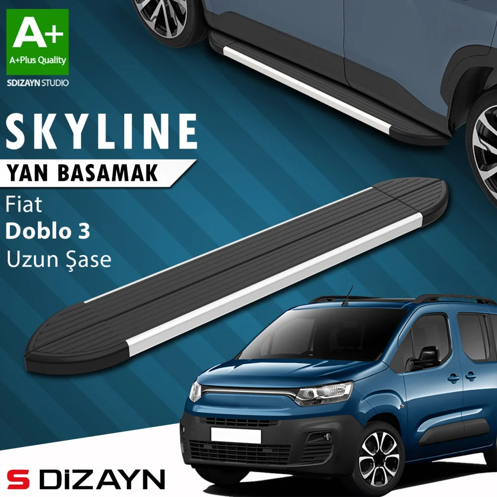 Fiat Doblo 3 Uzun Şase Skyline Aluminyum Yan Basamak 213 Cm 2023 Üzeri A+ Kalite