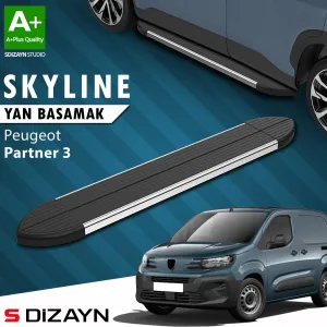 Peugeot Partner 2018-Günümüz (K9) uyumlu 3 Kısa Şase Skyline Krom Yan Basamak 203 Cm 2018 Üzeri A+ Kalite modelleri DRS Tuning'de. Kaliteli malzeme, hızlı