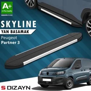 S-Dizayn Peugeot Partner 3 Kısa Şase Skyline Aluminyum Yan Basamak 203 Cm 2018 Üzeri A+ Kalite thumb 1