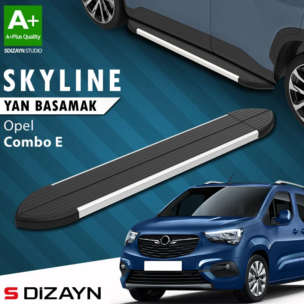 S-Dizayn Opel Combo E Kısa Şase Skyline Aluminyum Yan Basamak 203 Cm 2018 Üzeri A+ Kalite