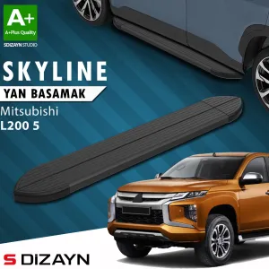 S-Dizayn Mitsubishi L200 5 Makyajlı Skyline Siyah Yan Basamak 203 Cm 2019-2023 A+ Kalite thumb 1