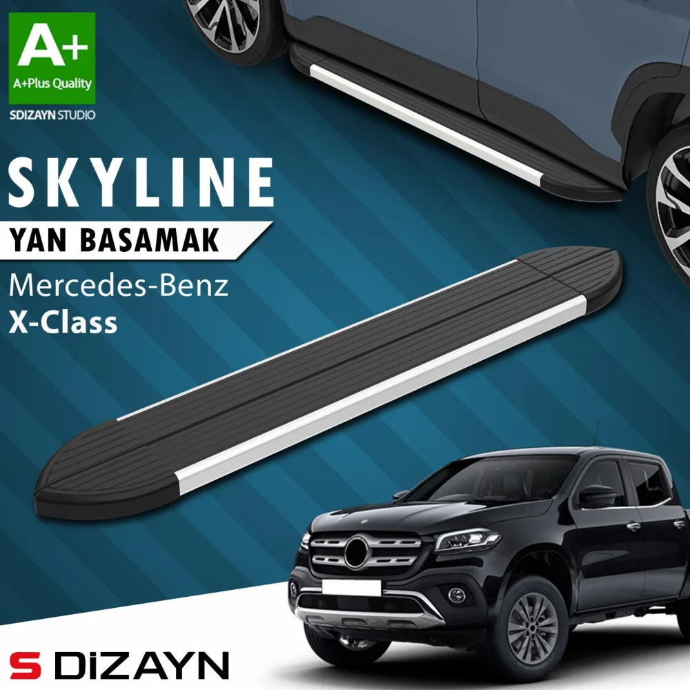 S-Dizayn Mercedes X-Class Skyline Aluminyum Yan Basamak 203 Cm 2018-2020 A+ Kalite