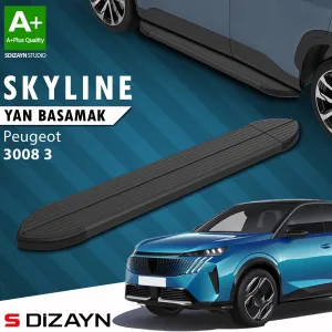 s-dizayn uyumlu Peugeot 3008 3 Skyline Siyah Yan Basamak 183 Cm 2024 Üzeri A+ Kalite modelleri DRS Tuning'de. Kaliteli malzeme, hızlı kargo ve güvenli