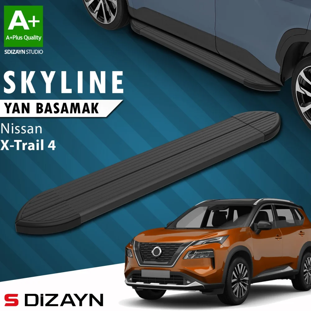 Nissan X-Trail T33 Skyline Siyah Yan Basamak 183 Cm 2022 Üzeri A+ Kalite