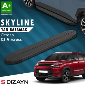 Citroen C3 2016-2024 (B618) uyumlu Aircross Skyline Siyah Yan Basamak 183 Cm 2017-2024 A+ Kalite modelleri DRS Tuning'de. Kaliteli malzeme, hızlı kargo ve