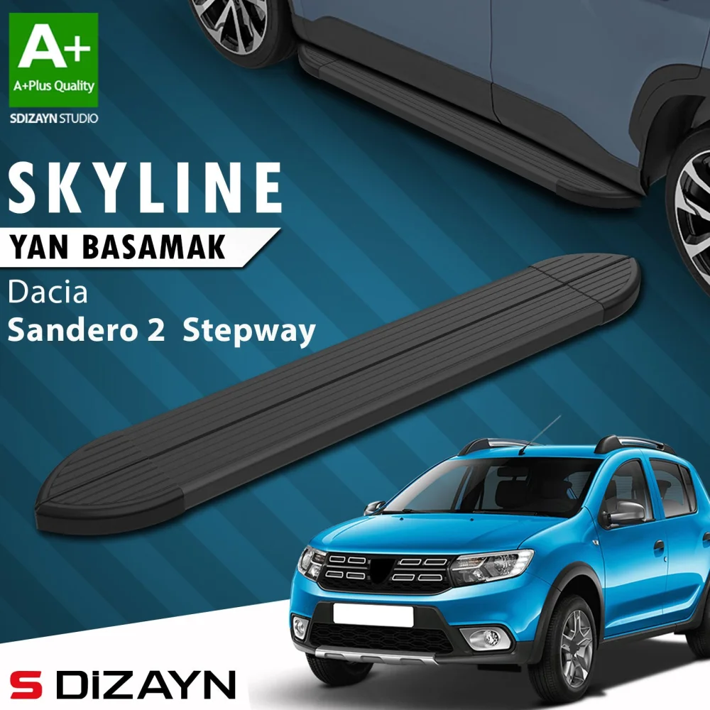 Dacia Sandero 2 Stepway Skyline Siyah Yan Basamak 173 Cm 2013-2020 A+ Kalite