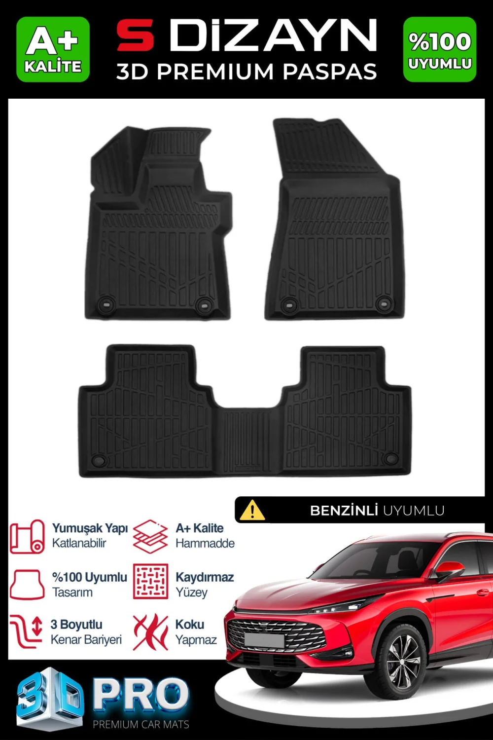 Drs Tuning MG HS Benzinli 3D Pro Havuzlu Paspas 2025 Üzeri A+ Kalite