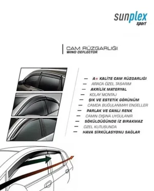 Sunplex RENAULT Uyumlu MEGANE IV 2016 Sonrası Chrome Style 4 Lü Set Kromlu Cam Rüzgarlığı Ön Ve Arka Parça thumb 4