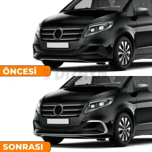 S-Dizayn Mercedes Vito W447 Makyajlı Krom Ön Tampon Alt Çıtası 3 Prç. 2024 Üzeri A+ Kalite thumb 5