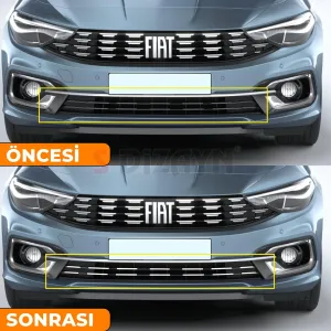 S-Dizayn Fiat Egea Krom Ön Tampon Alt Çıtası Diamond Model 14 Prç. 2020 Üzeri (Mat Krom) A+ Kalite thumb 5
