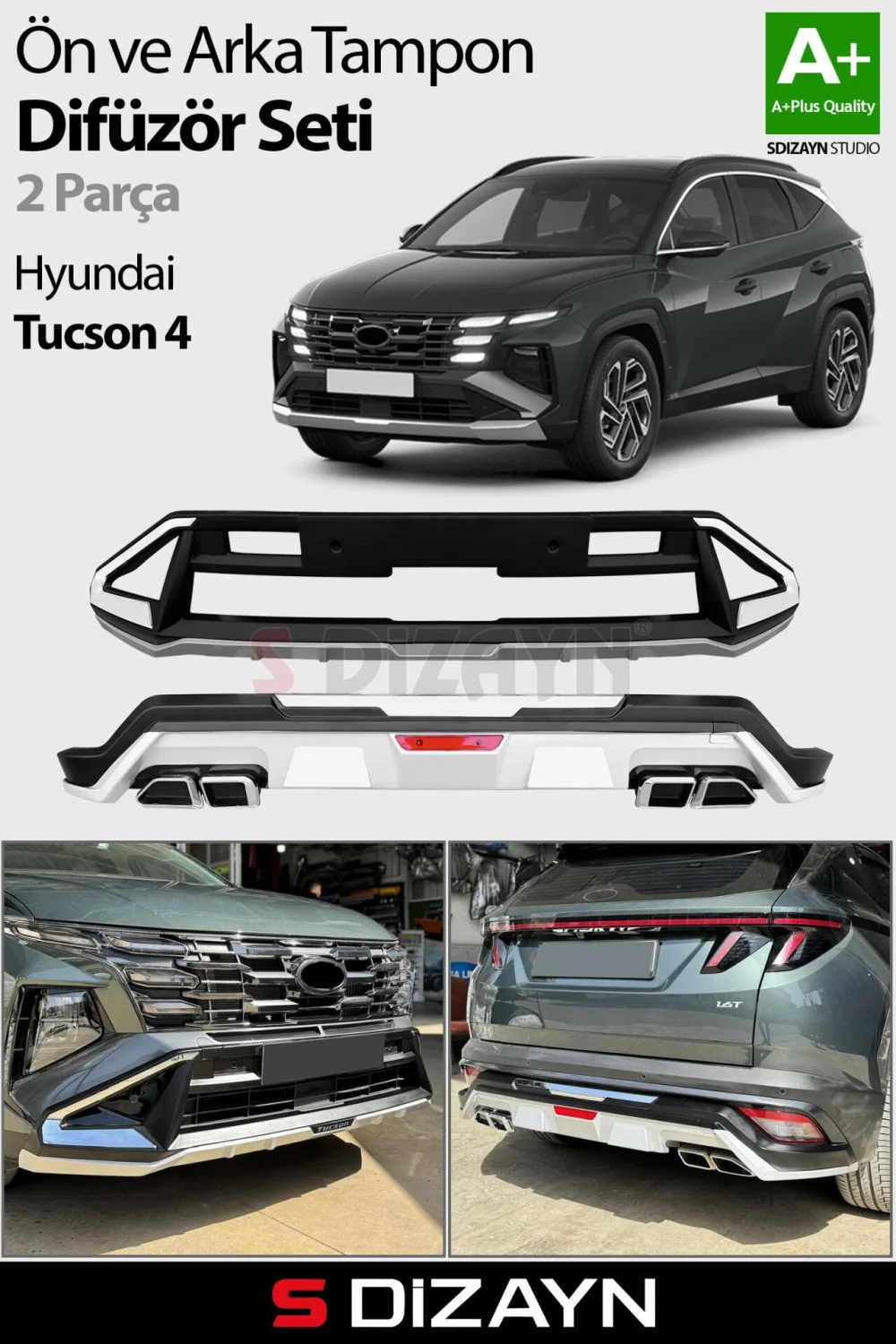 Drs Tuning Hyundai Tucson 4 Ön ve Arka Tampon Koruma Difüzör Seti 2025 Üzeri A+ Kalite