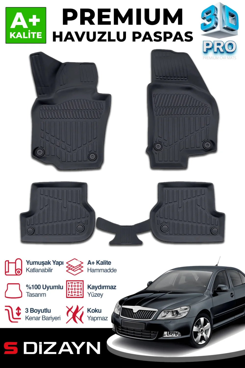Drs Tuning Skoda Octavia 2 3D Pro Havuzlu Paspas 2004-2013 A+ Kalite