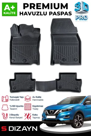 Nissan Qashqai 2013-2021 (J11) uyumlu 3D Pro Havuzlu Paspas 2013-2021 A+ Kalite modelleri DRS Tuning'de. Kaliteli malzeme, hızlı kargo ve güvenli alışverişle