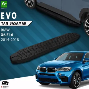 BMW X6 2014-2019 (F16) uyumlu F16 Evo Siyah Yan Basamak 193 Cm 2014-2018 A+ Kalite modelleri DRS Tuning'de. Kaliteli malzeme, hızlı kargo ve güvenli
