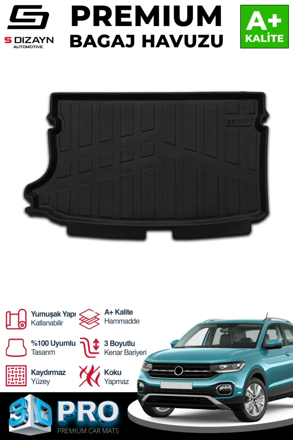 Drs Tuning VW T-Cross 3D Pro Bagaj Havuzu Üst Bagaj 2019 Üzeri A+ Kalite