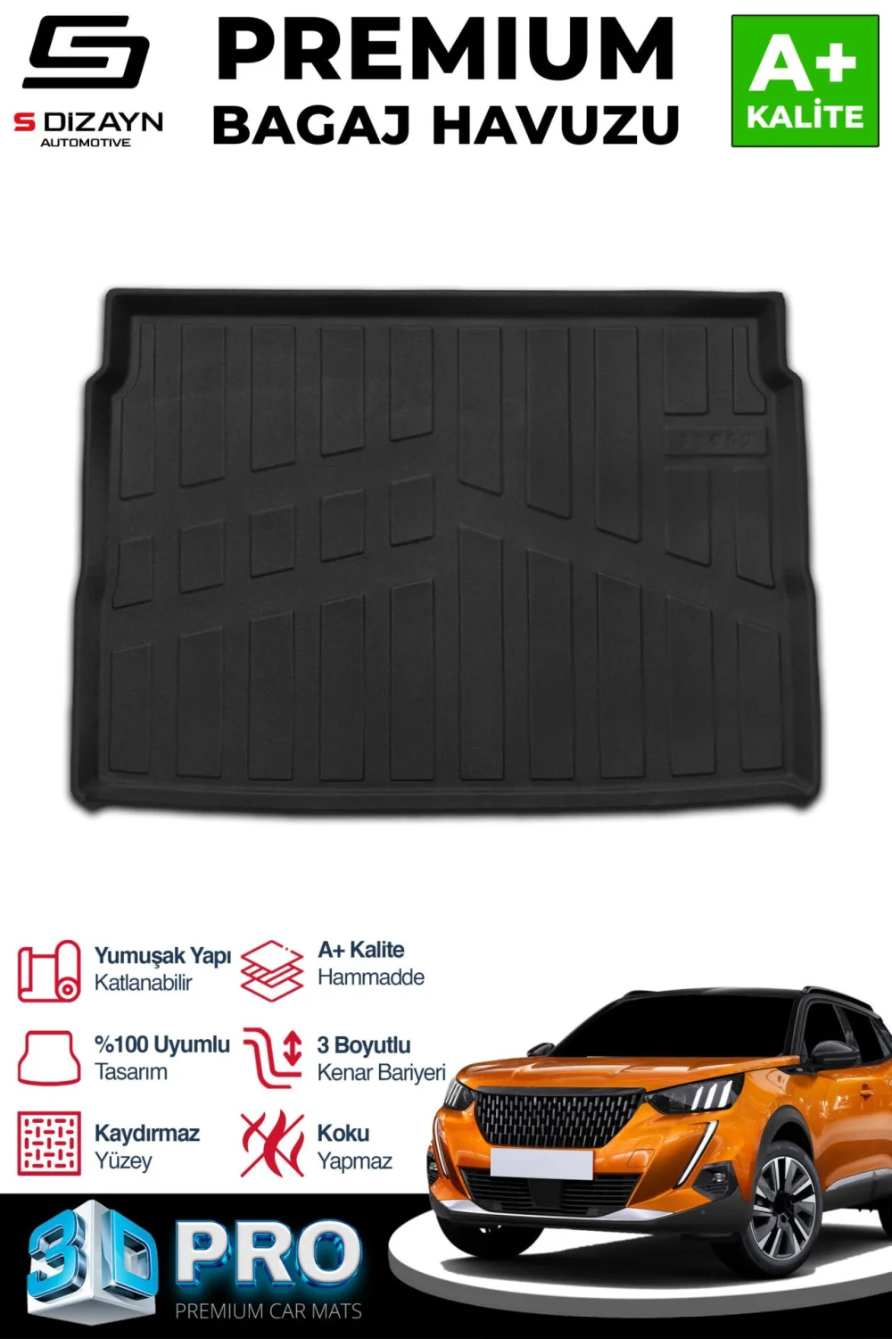 Drs Tuning Peugeot 2008 Üst Bagaj 3D Pro Bagaj Havuzu 2019 Üzeri A+ Kalite