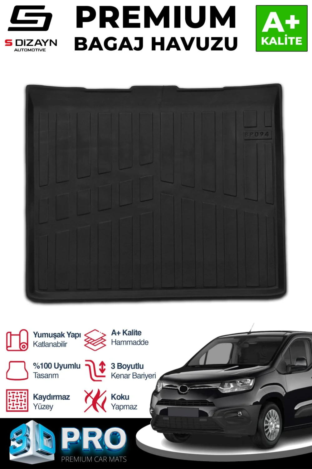 Drs Tuning Toyota Proace City Seperatörsüz 3D Pro Bagaj Havuzu 2018 Üzeri A+ Kalite