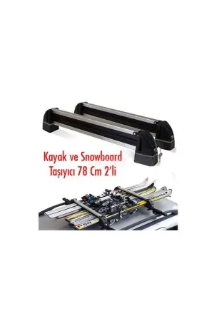 Oto Kayak Snowboard Taşıyıcı 2 li Kilitli 78 cm - Görsel 2