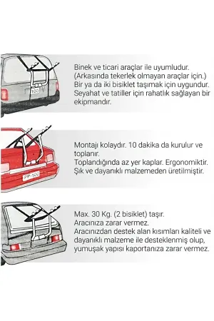 Bisiklet Taşıyıcı Aparat Maks 2 Bisiklet 30 Kg Kapasite - Görsel 4