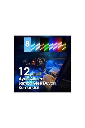 Araç İçi Ayak Altı Müziğe ve Sese Duyarlı 12 Ledli Rgb Renkli Kumandalı Led - Görsel 3